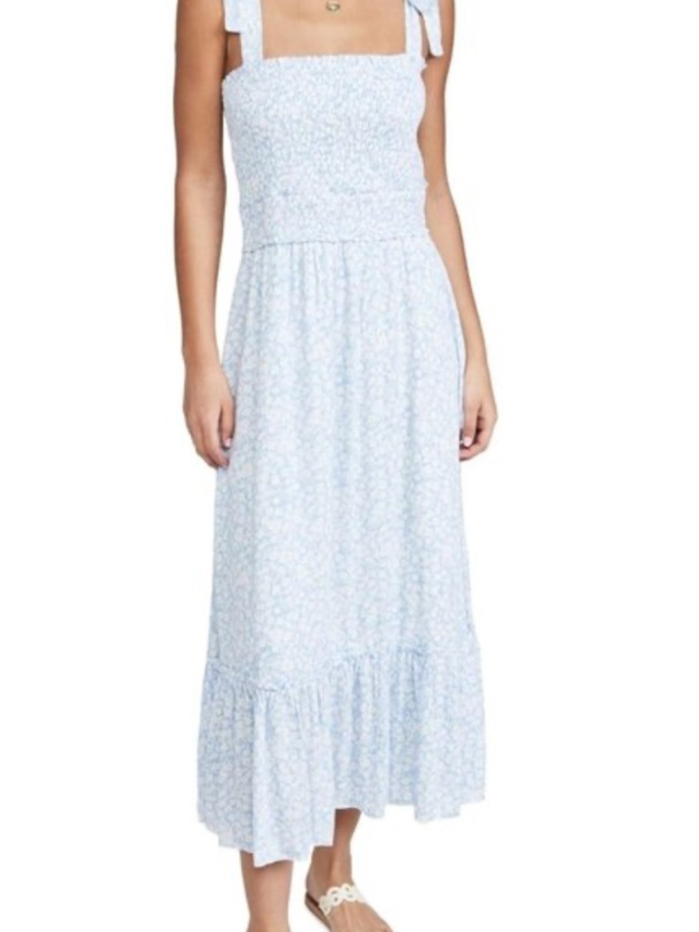 Lost Wander Dutch Canal Floral Smocked Midi Dress Size-Medium Cottagecore